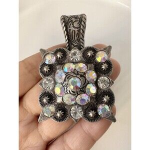 Vintage Rhinestone brooch BHW Silver Tone Metal